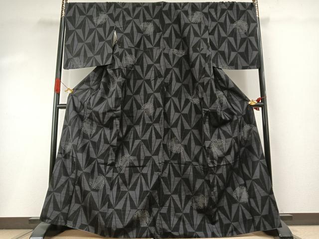 平和屋着物●結城紬 雪輪文 切子柄 やまと誂製 正絹 逸品 AABI1751fy