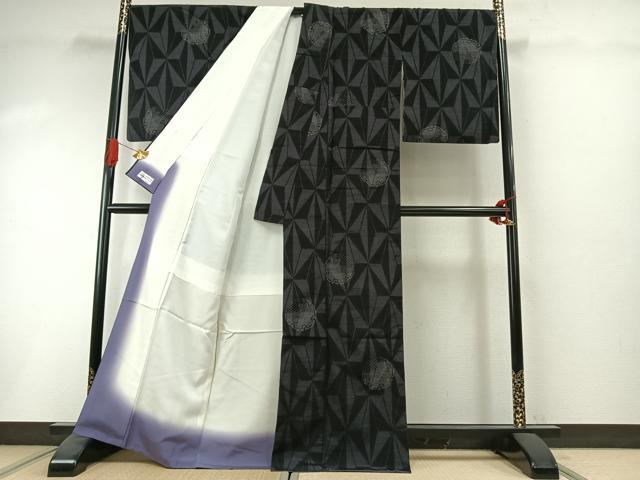平和屋着物●結城紬 雪輪文 切子柄 やまと誂製 正絹 逸品 AABI1751fy