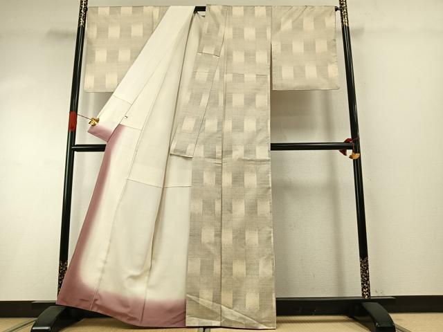 平和屋着物●本場大島紬 カタス7マルキ 変わり市松文様 正絹 逸品 AABI1754fy