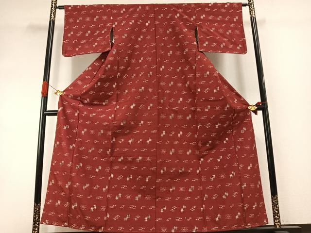 平和屋着物●本場琉球絣 紬 正絹 逸品 未使用 AABI1756fy