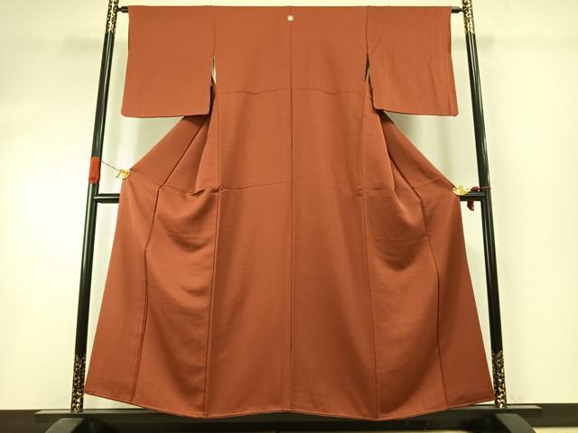 平和屋着物●上質な色無地 赤錆色 正絹 逸品 未使用 AABI1757fy