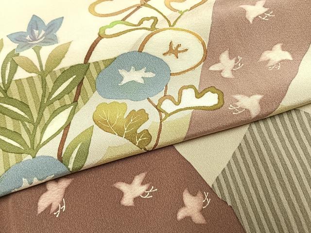 平和屋着物●訪問着 友禅 作家物 花鳥文 正絹 逸品 AABI1762fy