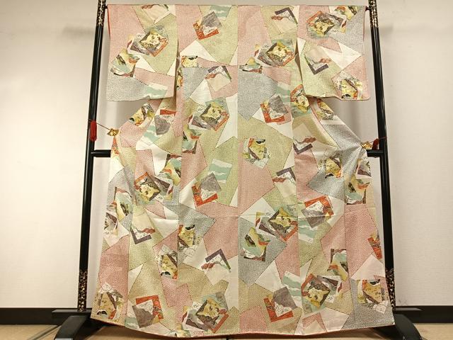 平和屋着物●上質な小紋 色紙重ね文 金彩 正絹 逸品 AABI1766fy