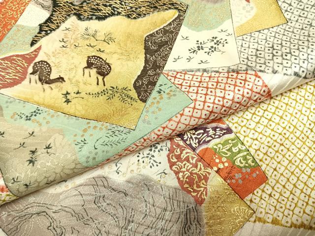 平和屋着物●上質な小紋 色紙重ね文 金彩 正絹 逸品 AABI1766fy