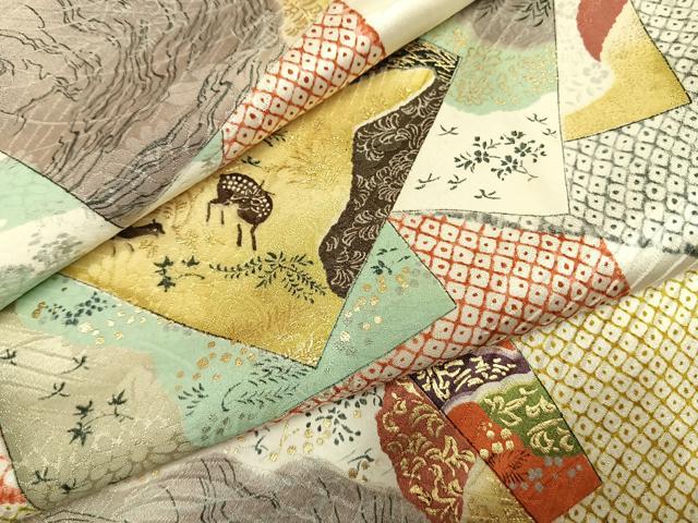 平和屋着物●上質な小紋 色紙重ね文 金彩 正絹 逸品 AABI1766fy