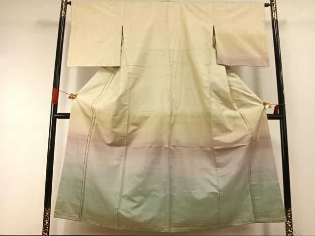 平和屋着物●京の名門 じゅらく謹製 訪問着 紬地 漢方草木染 霞文 正絹 逸品 AABI1767fy