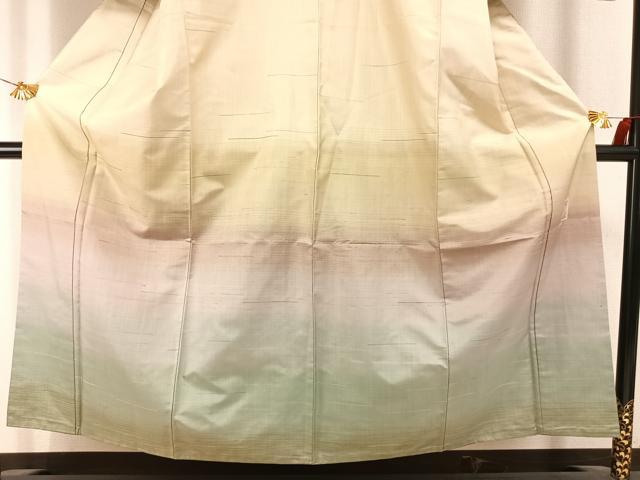 平和屋着物●京の名門 じゅらく謹製 訪問着 紬地 漢方草木染 霞文 正絹 逸品 AABI1767fy
