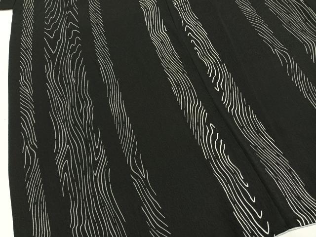 平和屋着物●染色作家 草野一騎 小紋 杢目間道 黒地 正絹 逸品 AABI1772fy