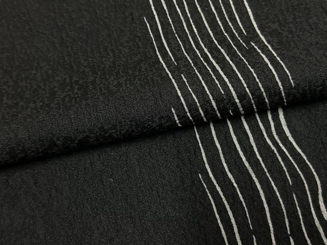 平和屋着物●染色作家 草野一騎 小紋 杢目間道 黒地 正絹 逸品 AABI1772fy