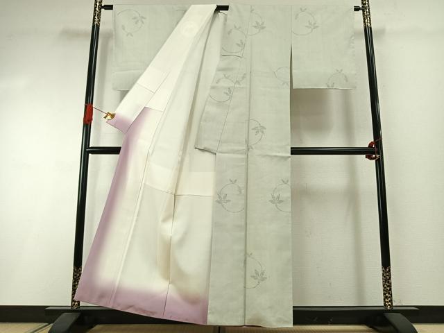 平和屋着物●結城紬 100亀甲 枝葉文 飛び亀甲柄 正絹 逸品 AABI1773fy