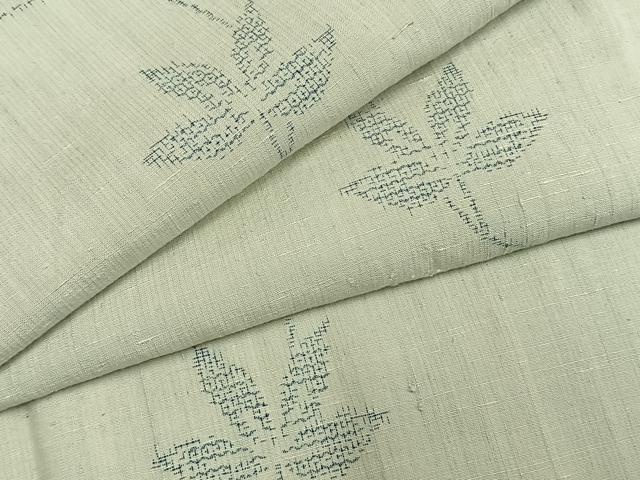 平和屋着物●結城紬 100亀甲 枝葉文 飛び亀甲柄 正絹 逸品 AABI1773fy