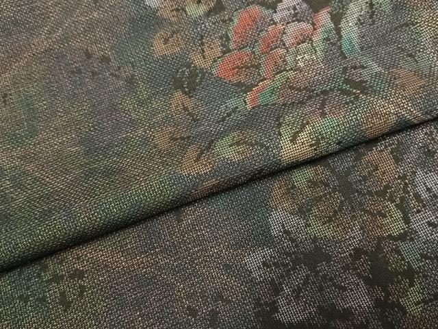 平和屋着物●本場大島紬 カタス9マルキ 枝花文 正絹 逸品 AABI1781fy