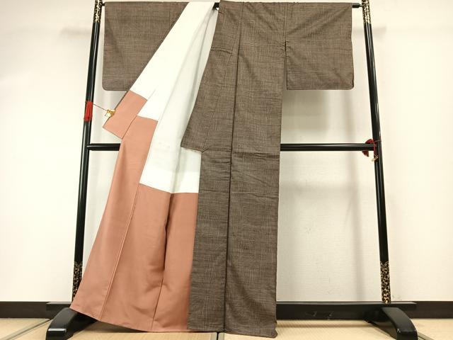 平和屋着物●本場大島紬 カタス9マルキ 幾何学花文 正絹 逸品 AABI1789fy