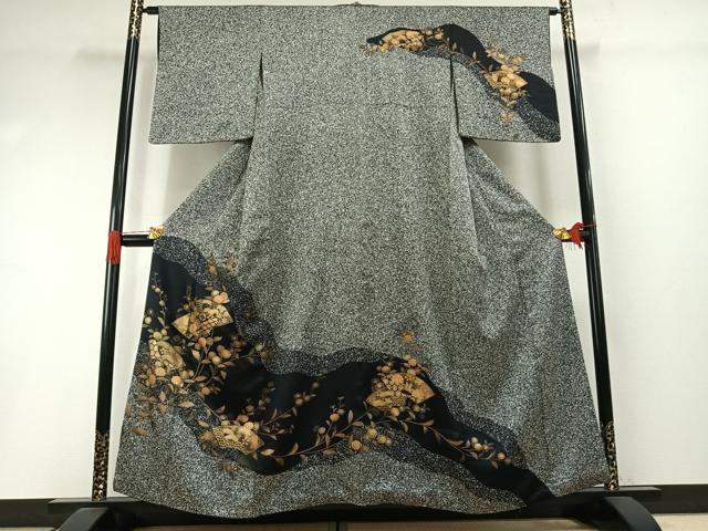 平和屋着物●訪問着 地紙花文 たたき染め 金銀彩 鈴乃屋扱い 正絹 逸品 AABI1790fy