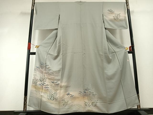 平和屋着物●訪問着 友禅 作家物 立波風景松文 暈し染め 金彩 正絹 逸品 AABI1792fy