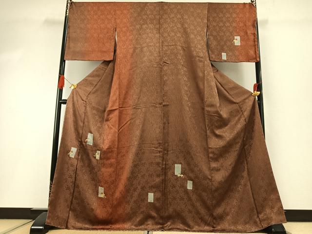 平和屋着物●訪問着 駒刺繍 色紙花文 暈し染め 金彩 正絹 逸品 未使用 AABI1797fy