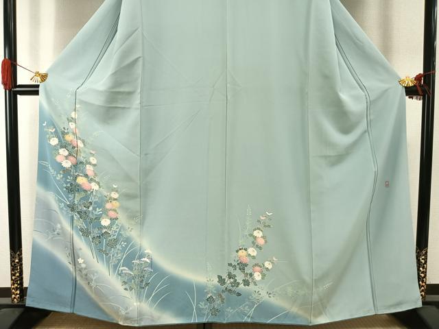 平和屋着物●訪問着 友禅 作家物 峰山 草花文 暈し染め 正絹 逸品 AABI1804fy