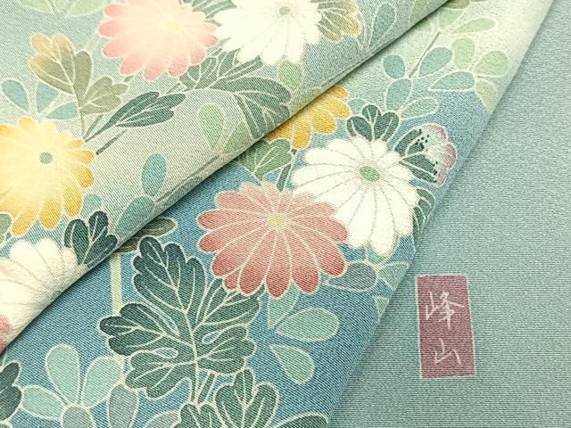 平和屋着物●訪問着 友禅 作家物 峰山 草花文 暈し染め 正絹 逸品 AABI1804fy