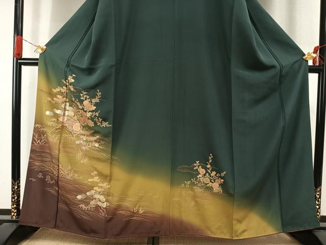 平和屋着物●訪問着 草花文 暈し染め 金彩 正絹 逸品 AABI1806fy