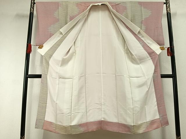 平和屋着物●長襦袢 袷 よろけ縞 正絹 逸品 AABI1808fy