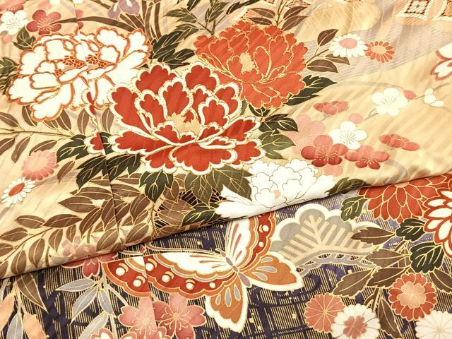 平和屋着物●豪華振袖 駒刺繍 花蝶文 暈し染め 金彩 仮絵羽 逸品 未使用 AABI1810fy