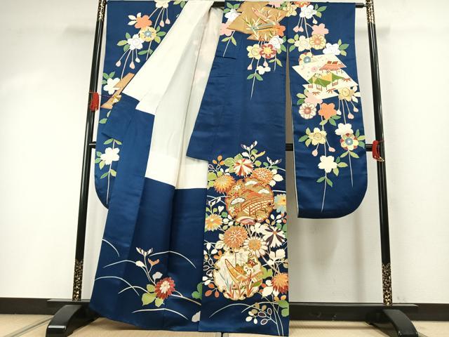 平和屋着物●創業460年・千總 振袖 友禅 駒刺繍 雪輪花文 金銀糸 金銀彩 正絹 逸品 AABI1816fy