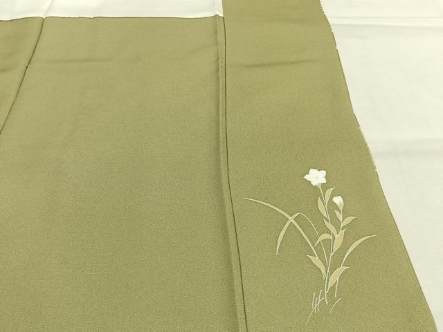 平和屋着物●訪問着 友禅 駒刺繍 草花文 金彩 正絹 逸品 未使用 AABI1820fy