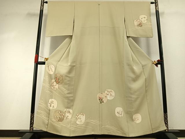 平和屋着物●訪問着 駒刺繍 草花文 金銀彩 銀座越後屋扱い 正絹 逸品 AABI1822fy