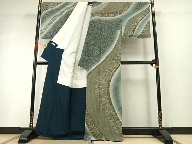 平和屋着物●訪問着 流水文 暈し染め 正絹 逸品 AABI1827fy