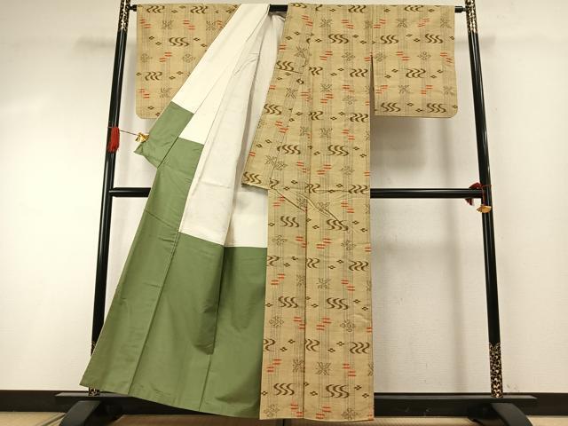 平和屋着物●上質な紬 琉球絣 正絹 逸品 AABI1831fy