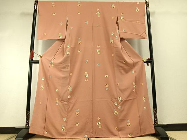 平和屋着物●青山みとも 小紋 花丸文 正絹 逸品 AABI1834fy