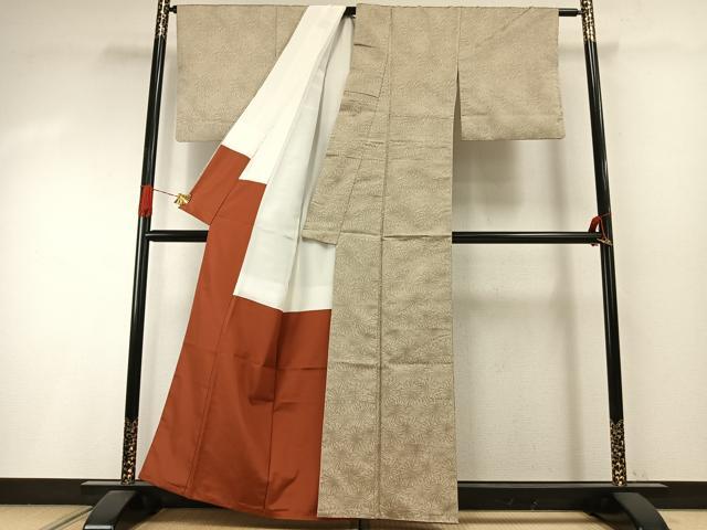 平和屋着物●お召 花尽くし 正絹 逸品 AABI1841fy