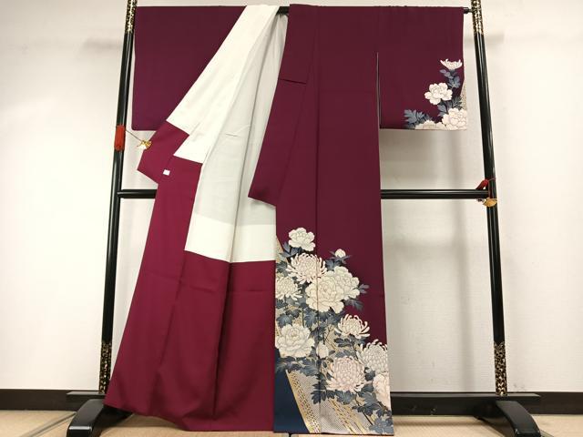 平和屋着物●訪問着 草花文 金彩 鈴乃屋扱い 正絹 逸品 AABI1844fy