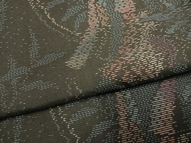 平和屋着物●本場大島紬 草葉文 黒地 ロング丈 正絹 逸品 AABI1847fy