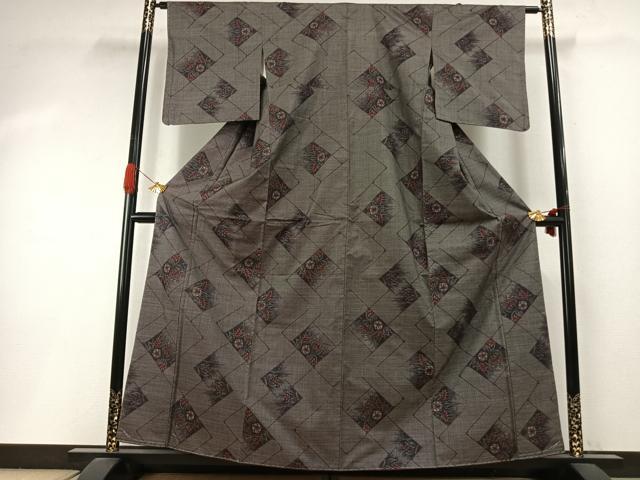 平和屋着物●本場大島紬 一元絣 草花文 正絹 逸品 未使用 AABI1848fy