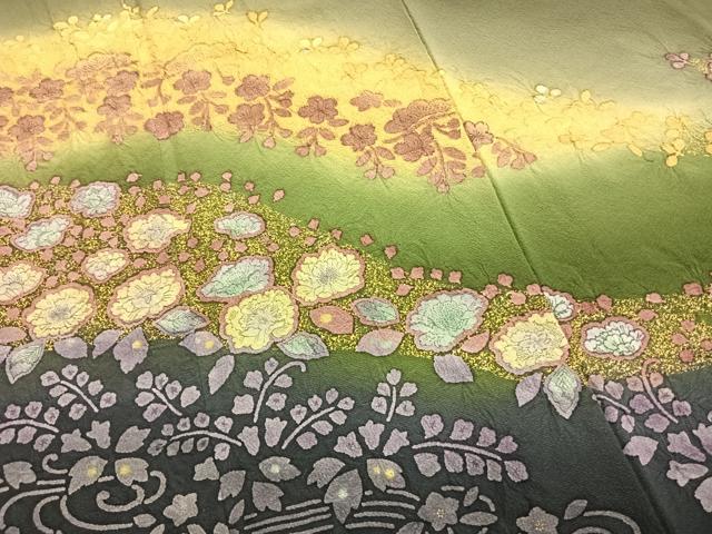 平和屋着物●訪問着 辻が花 暈し染め 金彩 正絹 逸品 AABI1851fy