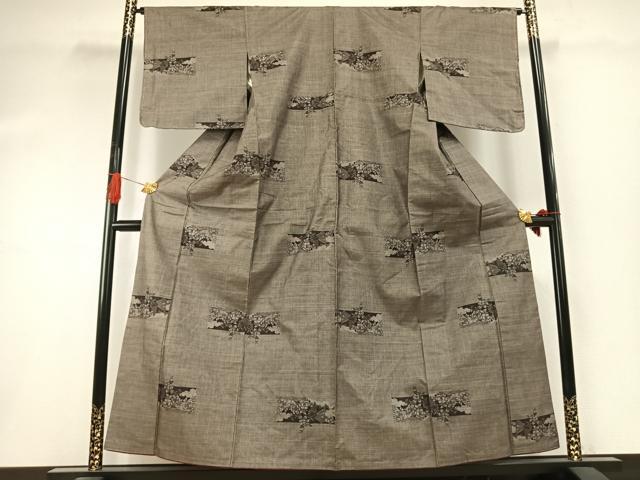 平和屋着物●本場大島紬 カタス9マルキ 草花文 正絹 逸品 AABI1858fy