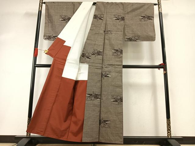 平和屋着物●本場大島紬 カタス9マルキ 草花文 正絹 逸品 AABI1858fy