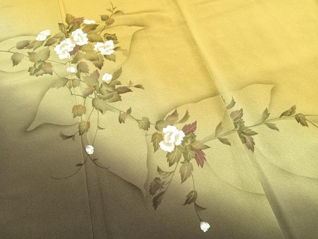 平和屋着物●京の匠日展作家 丹下雄介 訪問着 手描き 草花文 暈し染め 金彩 やまと誂製 ロング丈 正絹 逸品 AABI1859fy