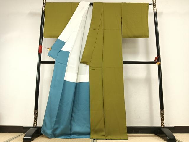 平和屋着物●ファッションデザイナー KENZO KIMONO 高田賢三 色無地 菜種油色 正絹 逸品 未使用 AABI1861fy