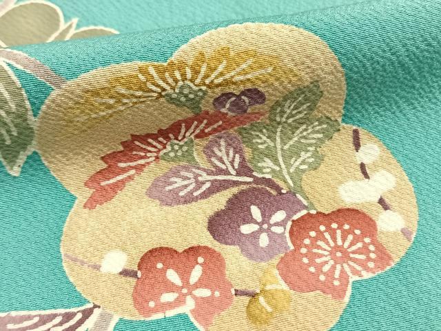 平和屋着物●上質な小紋 型染め 花唐草文 正絹 逸品 未使用 AABI1863fy