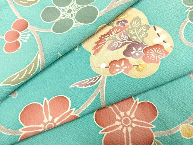 平和屋着物●上質な小紋 型染め 花唐草文 正絹 逸品 未使用 AABI1863fy
