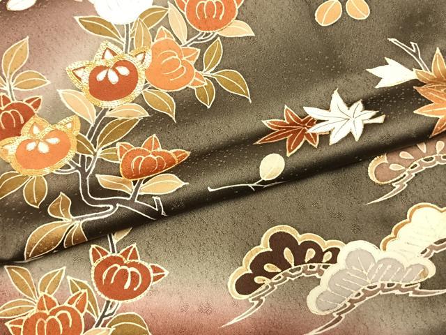 平和屋着物●訪問着 駒刺繍 草花文 暈し染め 金彩 三越扱い 正絹 逸品 AABI1864fy