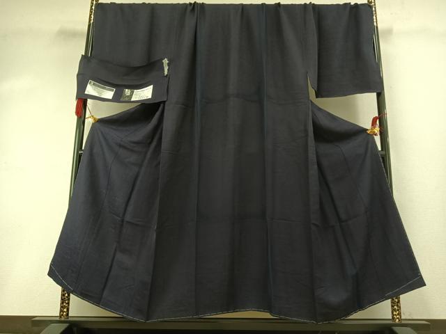 平和屋着物●男性 藍造り国選定無形文化財 藍師・佐藤昭人 中西桂秀 天然灰汁醗酵建本藍染 色無地 濃鼠色 証紙付き 逸品 AABI1869fy