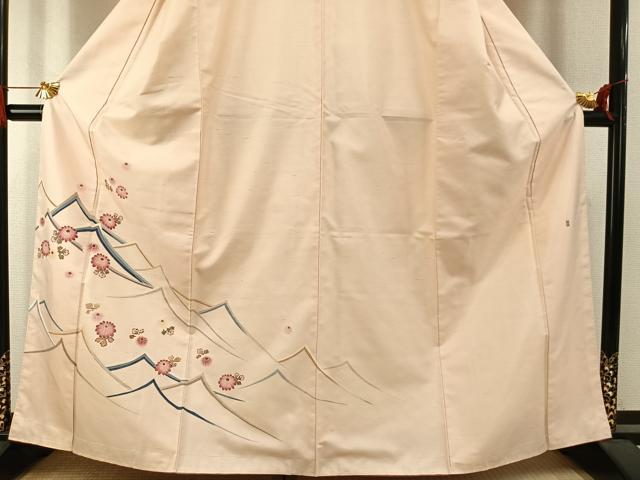 平和屋着物●訪問着 紬地 友禅 作家物 草花文 ますいわ屋扱い 正絹 逸品 未使用 AABI1870fy