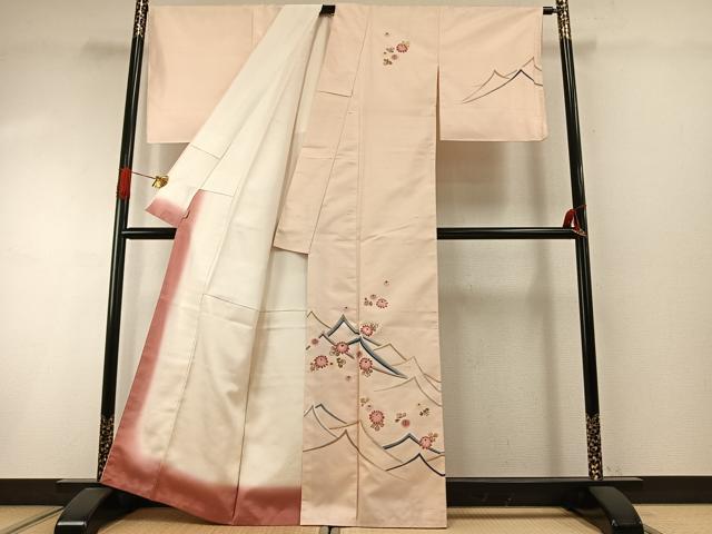 平和屋着物●訪問着 紬地 友禅 作家物 草花文 ますいわ屋扱い 正絹 逸品 未使用 AABI1870fy