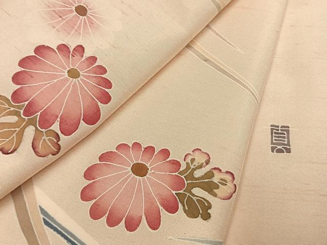 平和屋着物●訪問着 紬地 友禅 作家物 草花文 ますいわ屋扱い 正絹 逸品 未使用 AABI1870fy