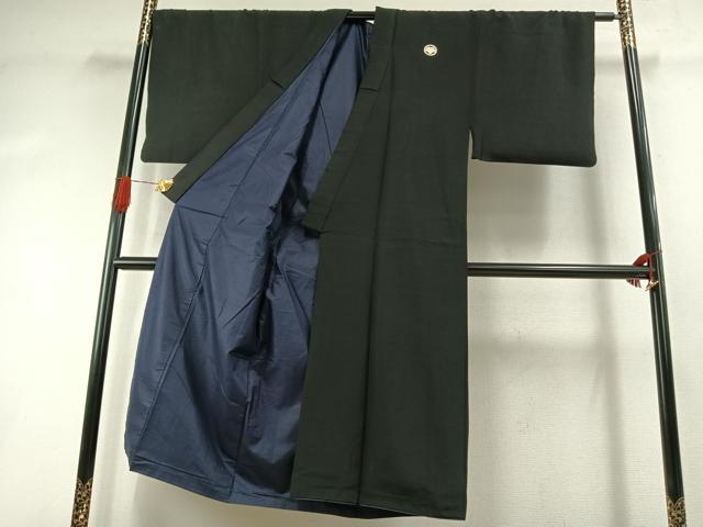 平和屋着物●男性 黒紋付 羽織セット 正絹 逸品 AABI1873fy