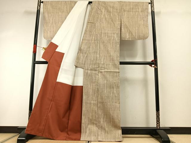 平和屋着物●本場結城紬 重要無形文化財 100亀甲 杢目文様 正絹 逸品 未使用 AABI1874fy