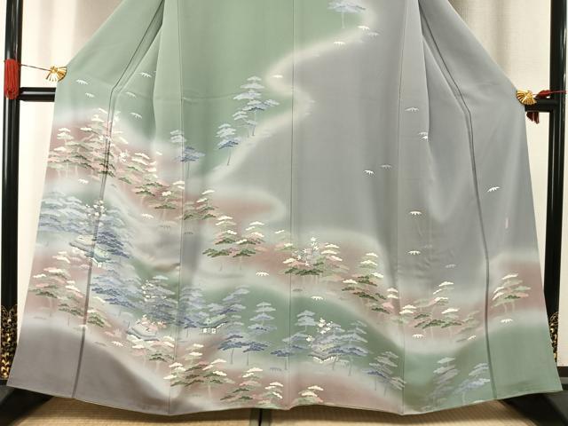 平和屋着物●訪問着 友禅 作家物 松竹梅 暈し染め 正絹 逸品 AABI1878fy